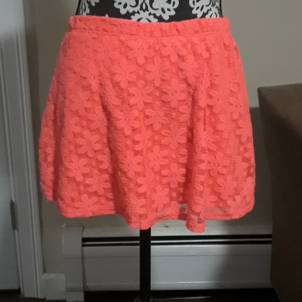 Vibrant orange, floral summery skirt. Size M